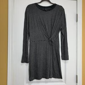 Francesca's Gray and White Striped Long Sleeve Mini Dress Size Medium